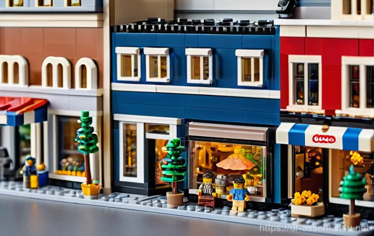 레고 구조물 만들기 팁 - **"An artistic, wide-angle photograph of a vibrant and imaginative LEGO creation that focuses on the...