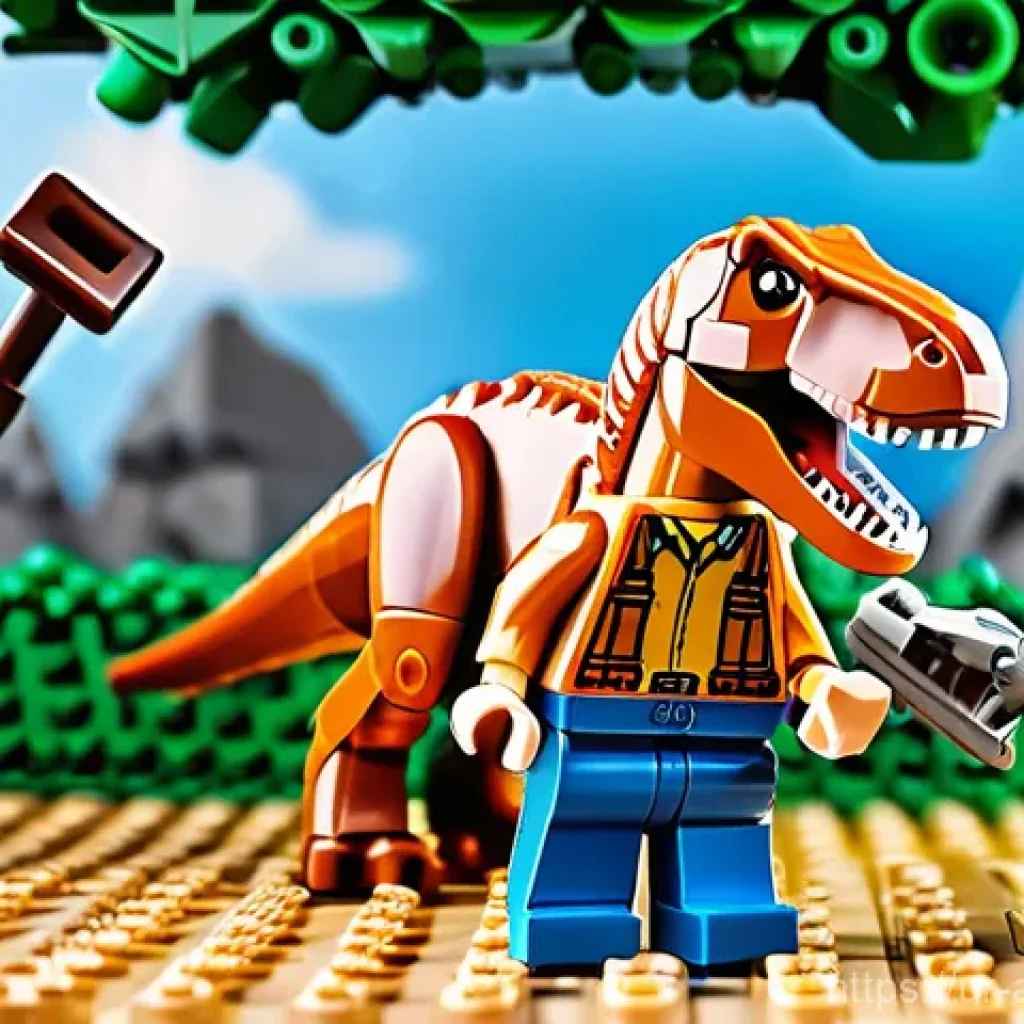 레고 쥬라기 월드 시리즈 - **Prompt 1: Epic T. rex Breakout Adventure**
"A vibrant and action-packed LEGO Jurassic World sc...