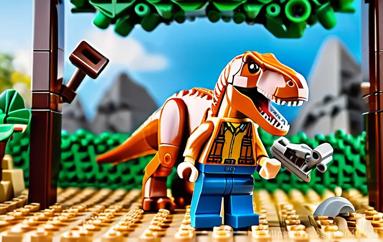 레고 쥬라기 월드 시리즈 - **Prompt 1: Epic T. rex Breakout Adventure**
"A vibrant and action-packed LEGO Jurassic World sc...